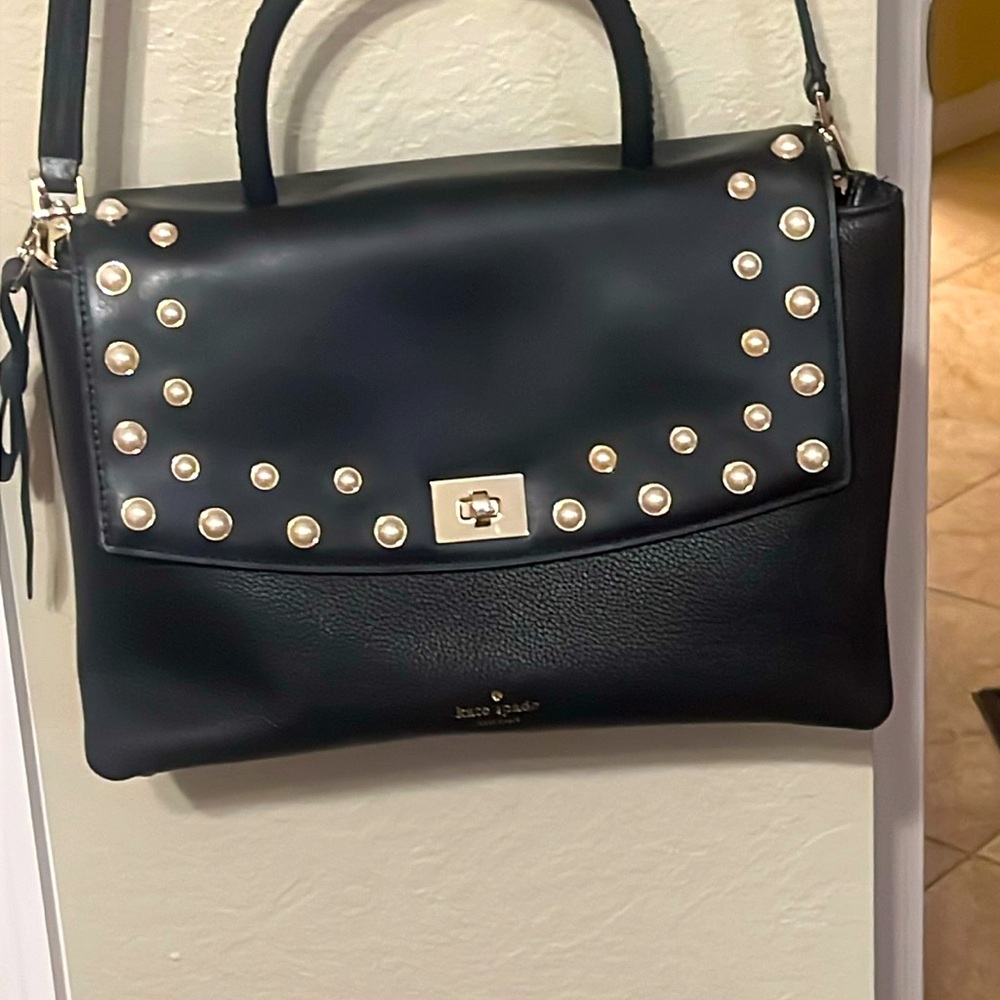 Kate Spade Black Satchel with Gold Accents Gold Vintage